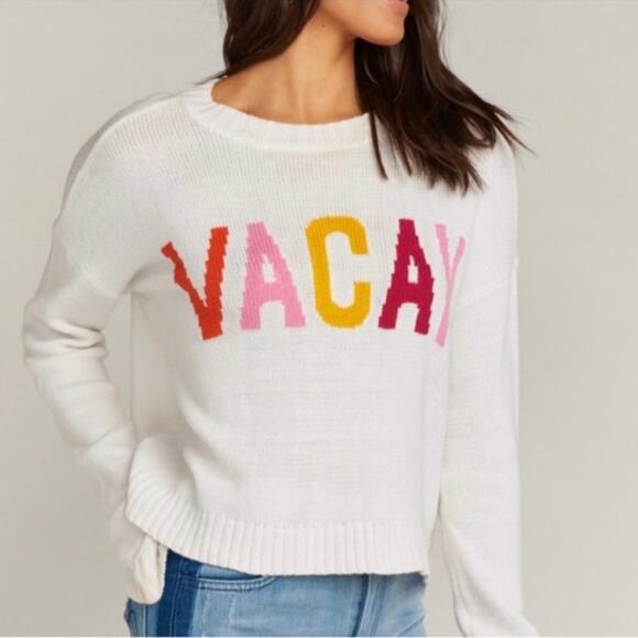 Show Me Your Mumu Cropped Varsity VACAY Sweater Small - Picture 1 of 9